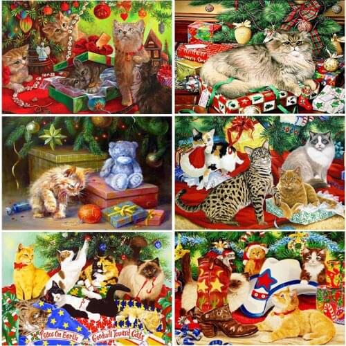 Diamond Painting Christmas cat diamond embroidery Diamonds Christmas tree Picture dog cross stitch Diamond embroidery by photo