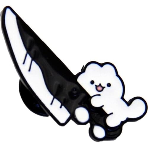 Black/white Cartoon Exquisite Personality Fashion Cat Knife Funny Dagger Cat Brooch Clothing Cowboy Allmatch Badge For Men Women