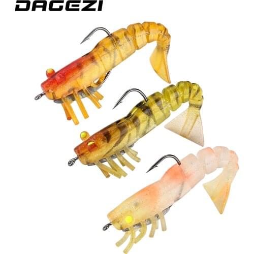 DAGEZI soft shrimp lure artificial bait 9cm/8g Luminous eyes soft lure for sea fishing baits fishing tackle