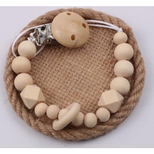 Handmade Wooden Pacifier Chains Safe Teething Chain Baby Teether Eco-friendly Pacifier Clips Holder Chain