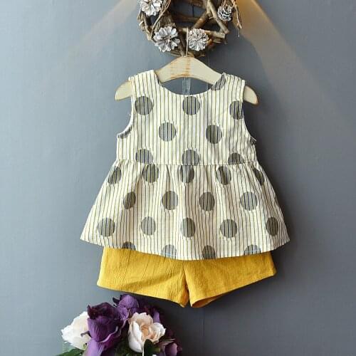 Kids Girls Suit New Summer Sleeveless Girl Clothes Bow T-shirt+ Shorts 2Pcs Childrens Clothing Sets girls fall outfits