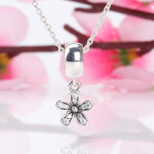 S925 Sterling Silver Fashion Diamond Dazzling Daisy Pendant Bracelet Diy Pendant Accessories