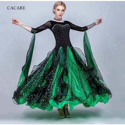 Customize Luxury Rhinestones Ballroom Dance Competition Dresses Standard Dance Dresses Ballroom Dress 11 Choices D0618 Big Hem