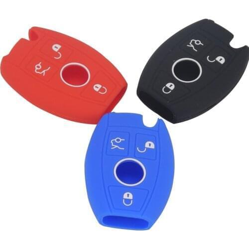 Kutery 10pcs 3 Buttons Silicone Car Key Case For Mercedes Benz W203 W210 W211 AMG W204 CLS CLK CLA SLK SMART A C E S CLASS