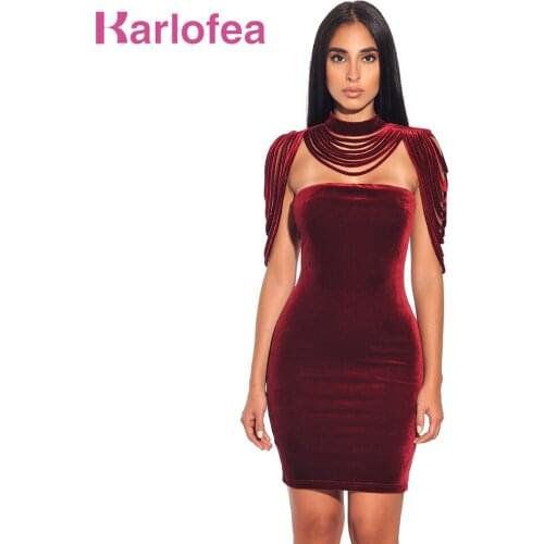 Karlofea New Autumn Velvet Party Dress Women Elegant Bodycon Wrap Mini Dress Sexy Night Club Wear Ladies Chic Outfits Streetwear
