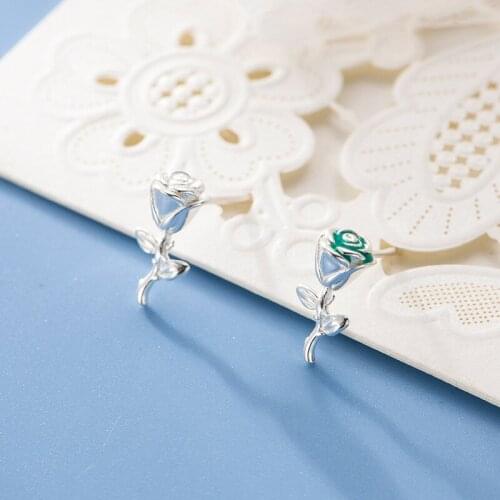 Lidavi Cute Rose Studs Earring Small Gifts For Women Sweet temperament cute flower Jewelry New VES6239