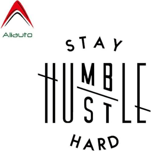 Aliauto Fashion Car Sticker Stay Humble Hustle Hard Kanji Vinyl High-quality Waterproof Sunscreen Decal Black/silver,13cm*13cm