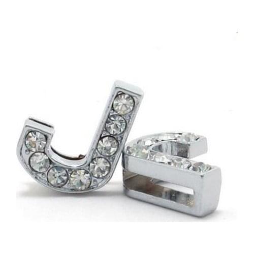 FASHIONAL! 8mm 50pcs *J* Slide letters Wear letters Fit Wristbands or Pet Collar DIY Accessories