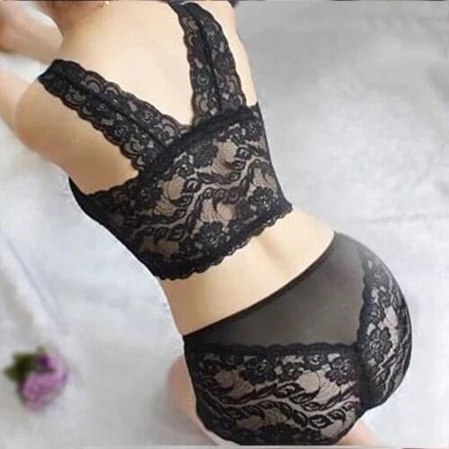 Fashion Sexy bras underwear women set plus size lingerie sexy Colorful Ultrathin transparent bra panties lace bra set black
