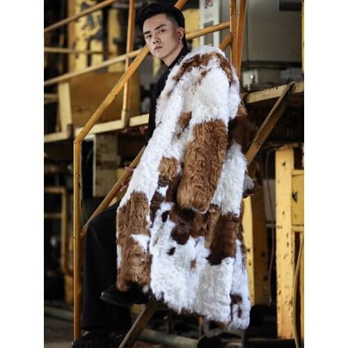 2019 New Mens Shearling Jacket Fashion Long Leather Jacket Natural Wool Coat Mens Winter Coats Fur Jacket