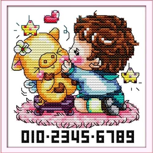 Kiss pig (boy) cross stitch kit cartoon 11ct count print canvas stitches embroidery DIY handmade needlework plus