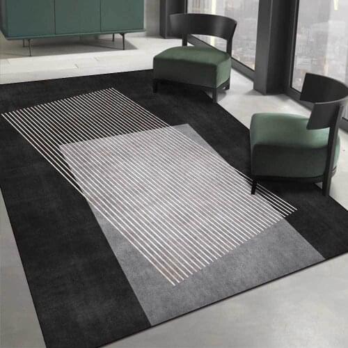 Nordic Minimalist Style Area Rugs Black Gray Geometric Lines Bedroom Sofa Anti-Slip Floor Mat Living Room Corridor Door Tapete