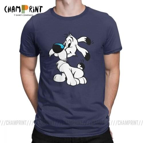 Mens T-Shirts Asterix And Obelix Novelty Cotton Tees Short Sleeve Dogmatix Idefix Ideafix Obelix Dog T Shirt Tops Plus Size