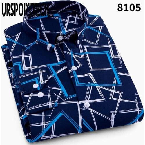 New Style Spring Autumn Mens Shirt Formal Button-Down Collar Business Print Dress Shirts Mens Casual Shirts Blouses Tops