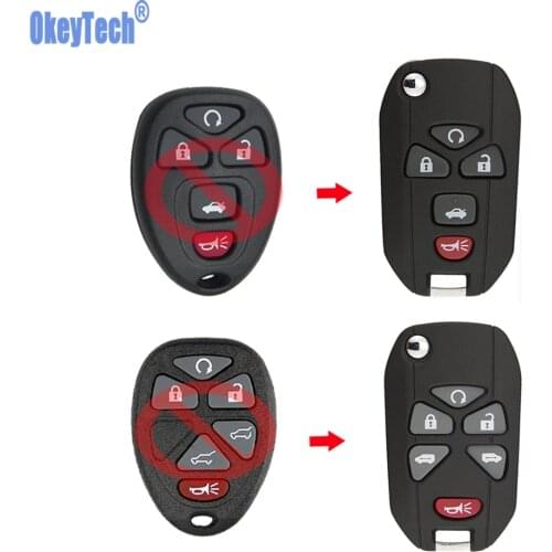 OkeyTech For Buick G-C Chevrolet Cadillac Pontiac Saturn Car Key 5 6 Buttons Flip Remote Key Shell Fob Case Uncut Blank Blade