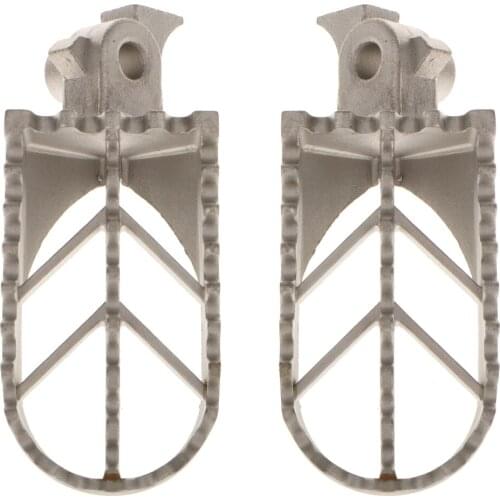 Pair Cast Steel Universal Pedals Foot Pegs Footrests For Motorcycle Silver