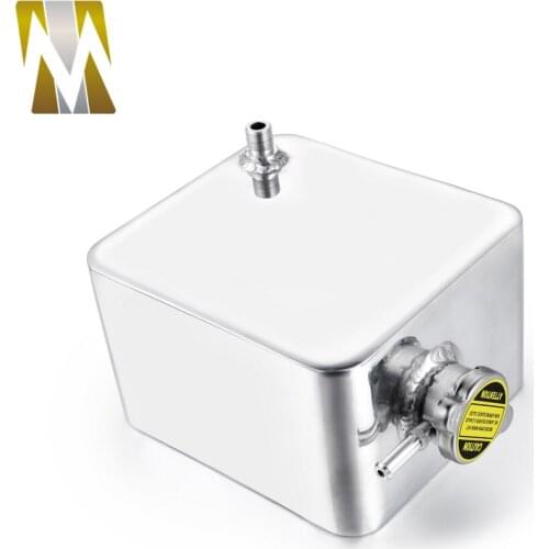 2L Litre Polished Silver Header Expansion Water Tank & Cap Water Header Tank Aluminium Coolant Overflow Tank Reservoir Kit