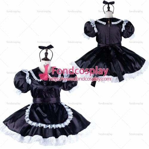 Sissy maid satin dress lockable Uniform cosplay costume Tailor-made[G2218]