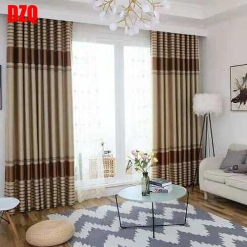 Chinese Style Curtains for Living Dining Room Bedroom Modern Minimalist Striped Curtain Tulle Two Colors Optional Customization