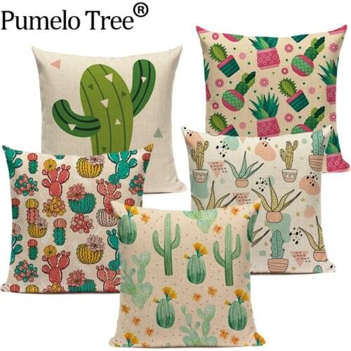 Nordic Cactus Cushion Cover Tropical Plant Throw Pillow Case Colorful Cactus Decorative Throw Pillow Cover for Sofa Kissenbezug