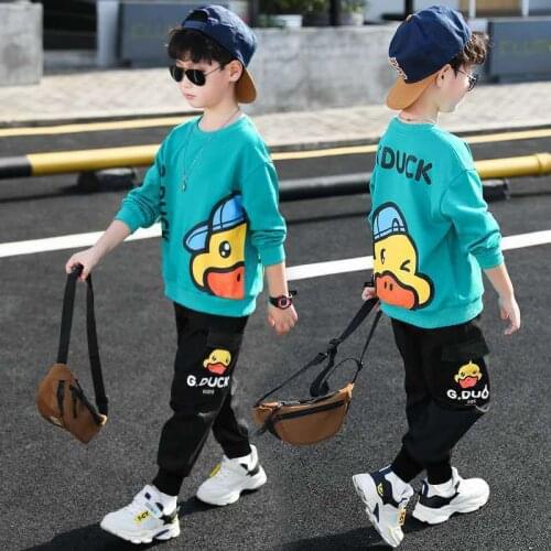 Boys Long Sleeve Sports Suits Children Two Piece 5 6 7 8 9 10 11 12 13 14 Letter Tops Pants Tracksuit Health Kids Clothes Sets