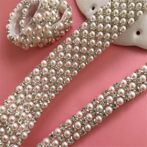 Hand-stitched hot fix pearl rhinestones wedding dress belt accessories costumes DIY decoration