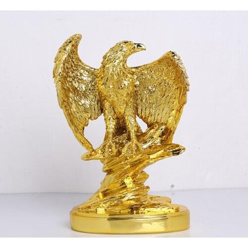 Gold Color Eagle Ornaments Spread Wings Eagle Trophy Figurines Crafts Home Office Decoration Resin Animal Miniature Model Gifts