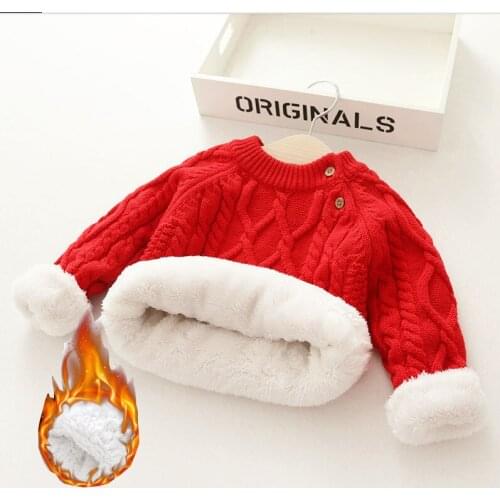 Girls Sweater Winter Warm Thicken Outerwear for Children Boys Clothing Cotton Casual Fleece Velvet Sweater Outfits Baby Sweater