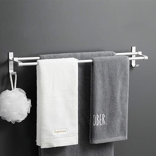 No punching towel rack, space aluminum bathroom, toilet, double pole towel bar, bath towel storage, wall mounted bathroom shelf