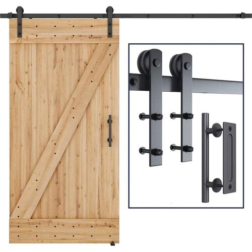 Vintage Industrial 200cm Sliding Barn Wood with handle Door Interior Closet Door Kitchen Door Track Kit Track System Hardware