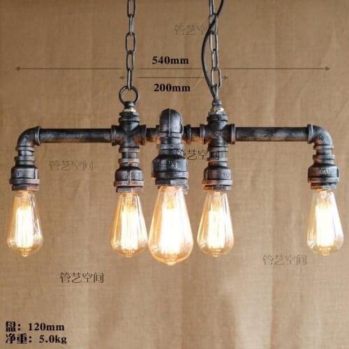Water pipe Steampunk Vintage pendant lights for dining room Bar rust red home decoration American industrial loft pendant lamp