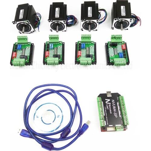 Top grade CNC mach3 USB 4 Axis Kit, 4pcs TB6600 stepper driver+ mach3 USB stepper motor controller board+ 4pcs nema23 motor