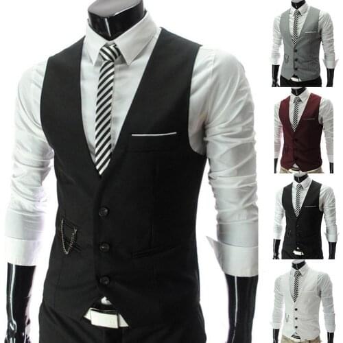 Plus Size Vest Men Formal Business Vest Single-breasted Slim Waistcoat Men Wedding Dress Suit Vest chaleco hombre weste herren
