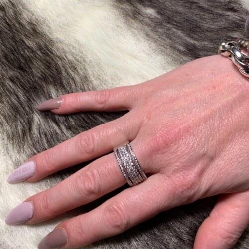 Starlight Female Promise ring 925 Sterling silver Pave AAAA cz Stone Wedding Band Rings for women Bridal Statement Party Jewelry