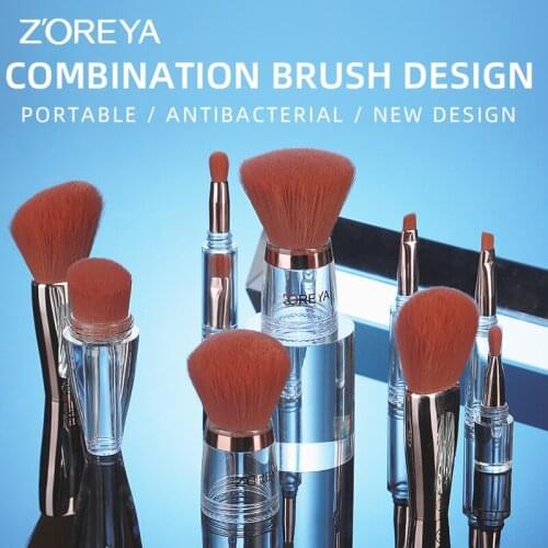 Zoreya 9 in 2 Retractable Set, Foundation Blush Smudge Brush Multi-foundational Makeup Brush for Travel & Household Use
