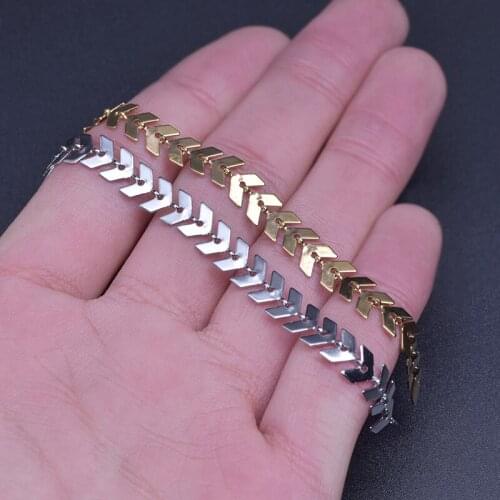 1Meter 6mm Stainless Steel Boho Arrow V Shape Chain Necklaces Wheat Ear Choker Chains Diy Women Party Gift Jewelry Finding