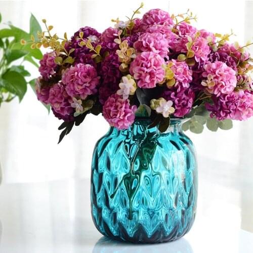 10PCS Artificial Flowers Head Ball Chrysanthemum Hydrangea Simulation Flower Fake Flower Wedding Holding Flower Home Decoration