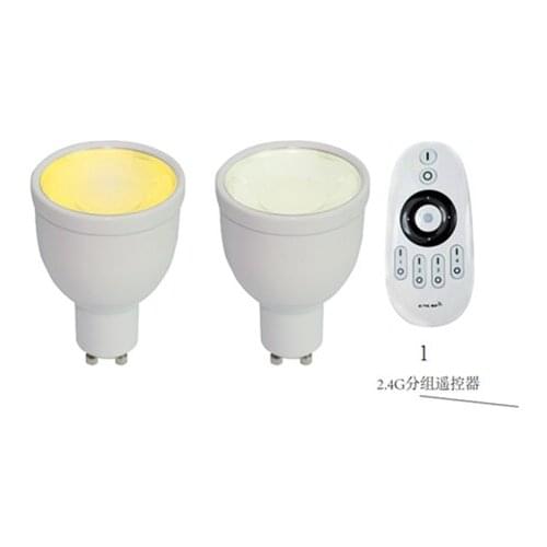 2pcs 4W 2.4Ghz WW/CW GU10 LED spotlight + 1 piece 2.4Ghz WW/CW 4-zone touch remote(Mi-Light)