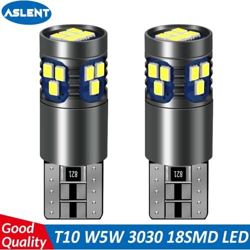 ASLENT 2pcs T10 W5W 18SMD 2016 Chips Led Bulb 168 Car Interior Reading Light 800LM Wedge Side License Plate Lamp 6000K Auto Lamp