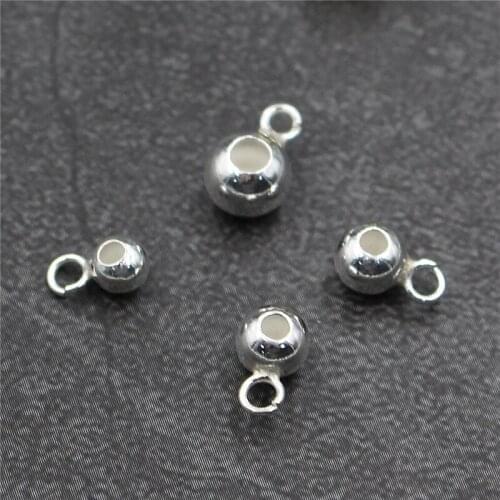 2pcs/lot 100% 925 Sterling Silver Bail Spacer Beads 4mm 5mm 6mm Handmade Pendant Charm Beads DIY Necklace Bracelets Jewelry Make