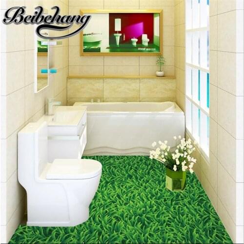 Beibehang Custom 3d floor film Floor painting HD green meadow landscape Waterproof Bathroom kitchen PVC Self wall sticker Floor