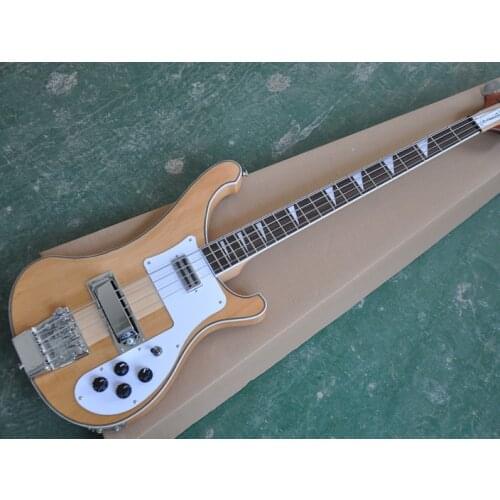4 strings Electric Bass Guitar with White Pickguard,Rosewood Fingerboard,Neck Through Body,Chrome Hardware,Provide custom
