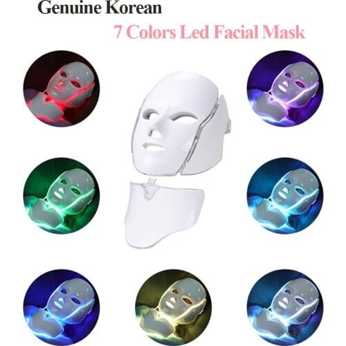 7 Colors Light LED Facial Mask Neck Skin Rejuvenation Anti Acne Spot Freckle Removal LED Photon Therapy Skin Beauty Machine