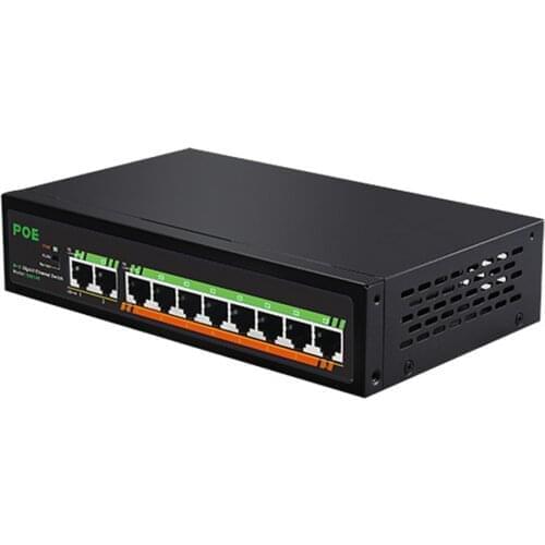 8-port 10/100/1000Mbps Gigabit+2 Uplink Port PoE Switch Built-in 120W Power Supply for Surveillance Camera Vlan Isolation