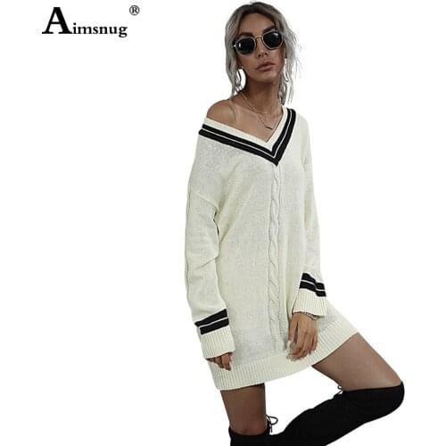 Aimsnug Women New Knitting Long Sweater Tops Ladies 2021 Spring Autumn Loose Casual Sweater Pullovers Pull Femme Jersey Mujer