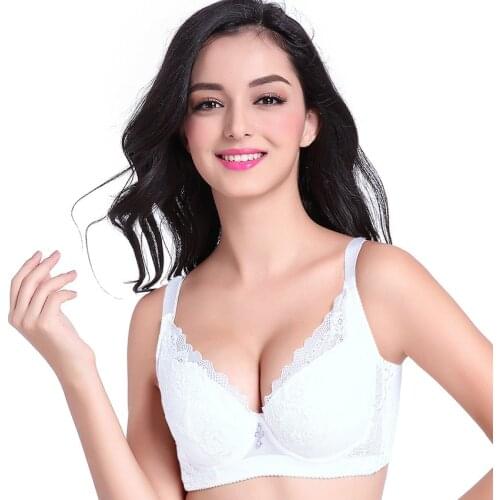 White Black Womans Bra Soft Cup Cotton Large Size bra Big Breast Support 75 80 85 90 B C push up bra Full Coverage lace bra