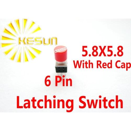 FREE SHIPPING 100PCS 5.8X5.8 6Pin 6P Latching Switch With 100pcs RED Cap