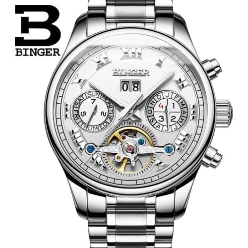 BINGER Mens watches Automatic mechanical Men Watches Fashion Watch men top brand luxury Military Waterproof Skeleton Clock