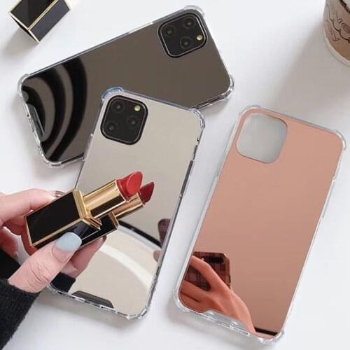 Four-corner anti-fall Case for iPhone XS 11 Pro MAX XR X XS Max mirror Phone Cases for iPhone 11 7 6 6S 8 Plus Luxury Cover SE