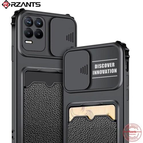 Rzants For OPPO Realme 8 Realme 8 Pro 4G Case Slide Camera Protector Shockproof Card Slot Holder Wallet Phone Cover